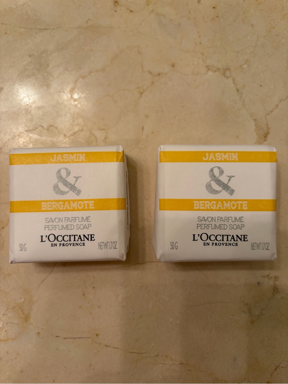L’Occitane Jasmine and Bergamote Perfumed Soap Bars 1.7 oz each New and Unopened